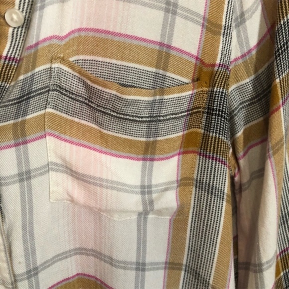 Lucky Brand Shirt XS Striped Button Up Oversized High Low - Picture 3 of 6